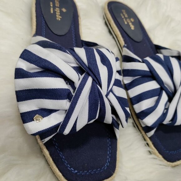 Kate Spade New York Caliana Striped Bow Espadrille Slides Sandals Size 10M NWOT - Picture 5 of 11